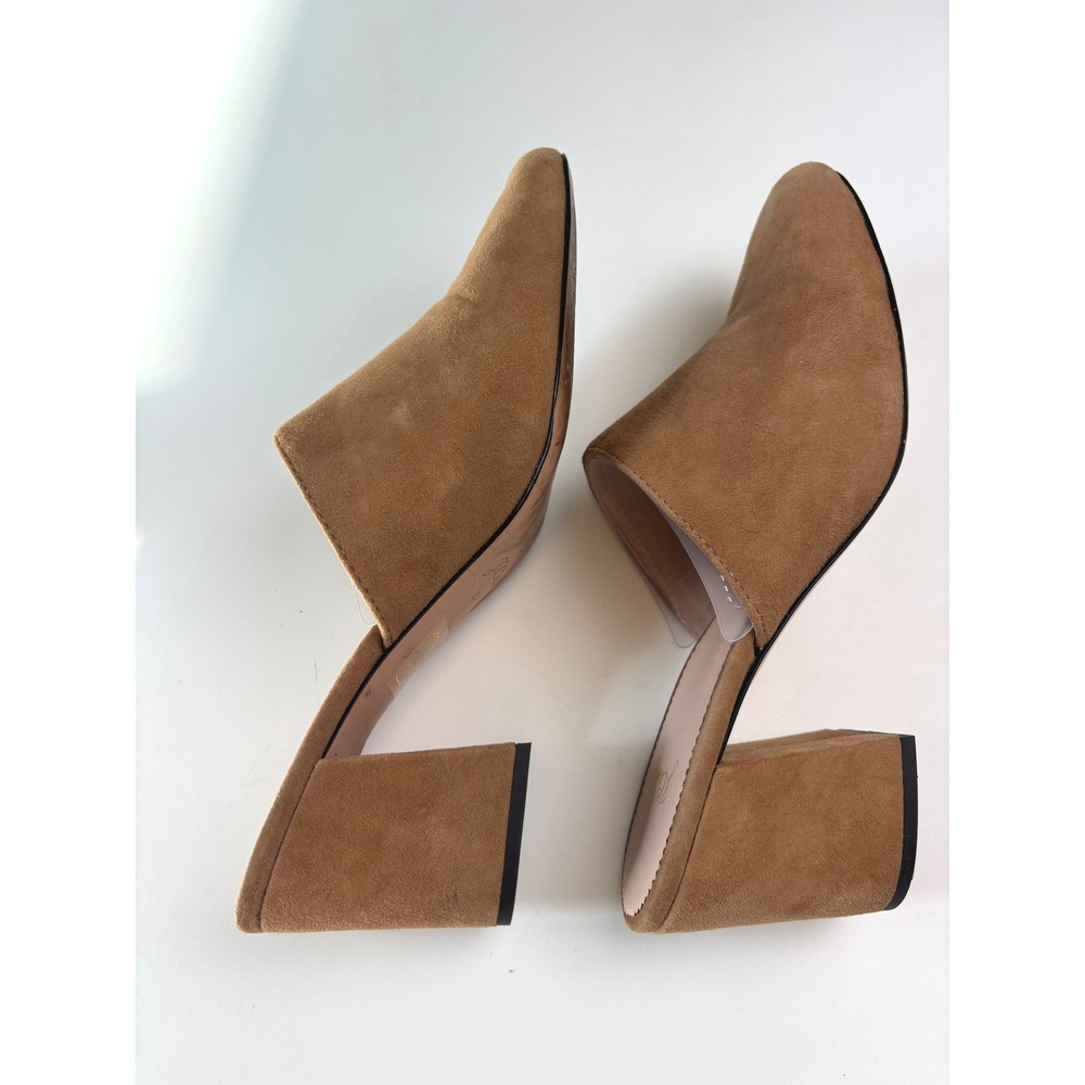 J. Crew Suede Block Heel Mules Tan Women Size 10 Pointed Toe Slip On Shoes - Picture 8 of 9